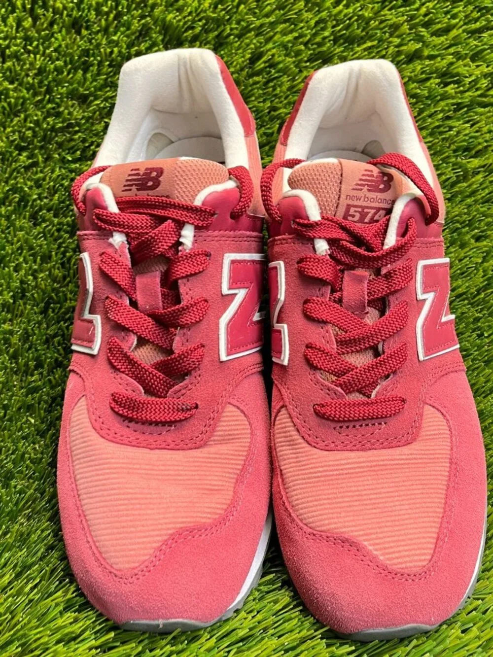 New Balance 574 Boys Size 5.5Y Red White Athletic Running Walking Shoes Sneakers
